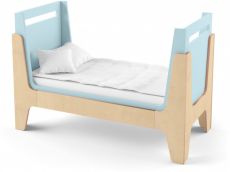 Дитяче ліжечко IndigoWood Tower Baby 140x70cm blue/natural wood (зі знімною спинкою, з додатковим бортиком)